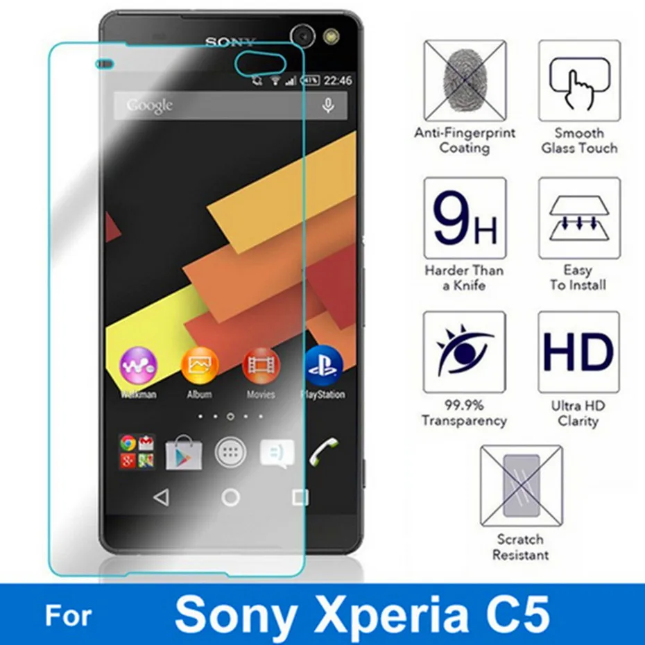 2 шт. 9H ультра двойное закаленное стекло для Sony Xperia C5 безопасная защита экрана