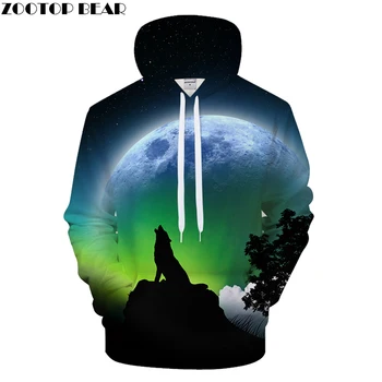 

Harajuku 3D Hoodies Men Women Hoody Wolf Sweatshirts Animal Tracksuit Autumn Coat Streatwear Pullover Moon Drop ship ZOOTOP BEAR