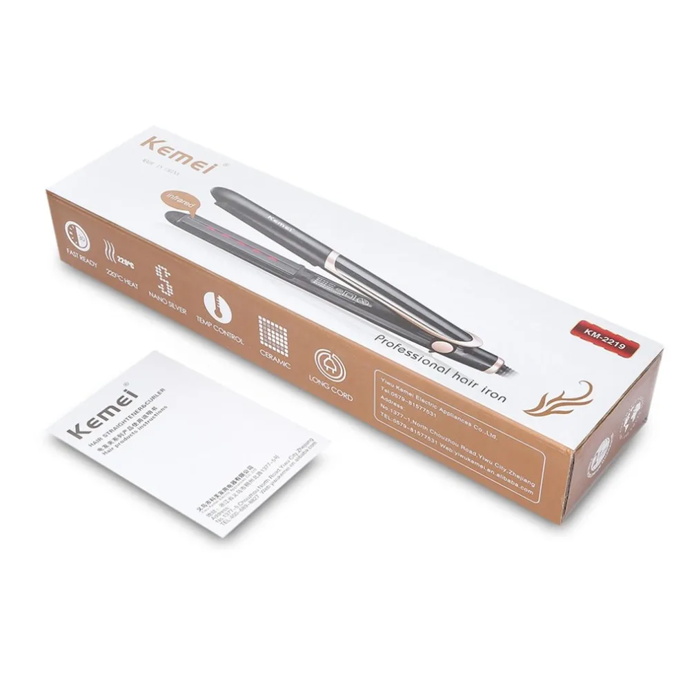 

Kemei KM-2219 Hair Infrared Straightener Ceramic Thermostatic Coating Styling Tool Hair Straightner Curling Iron EU Plug