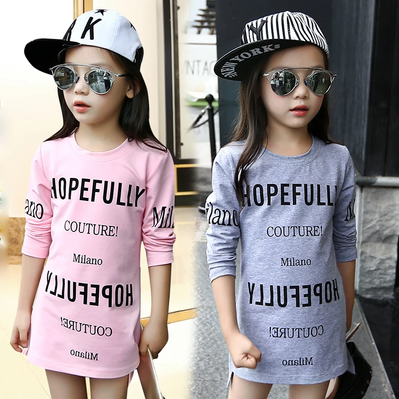

Kids Girls Tee Cotton Letter Patterned Long Sleeve Girls T-shirt Autumn Fashion Young Children Girls Clothing 4 5 6 7 12 Years
