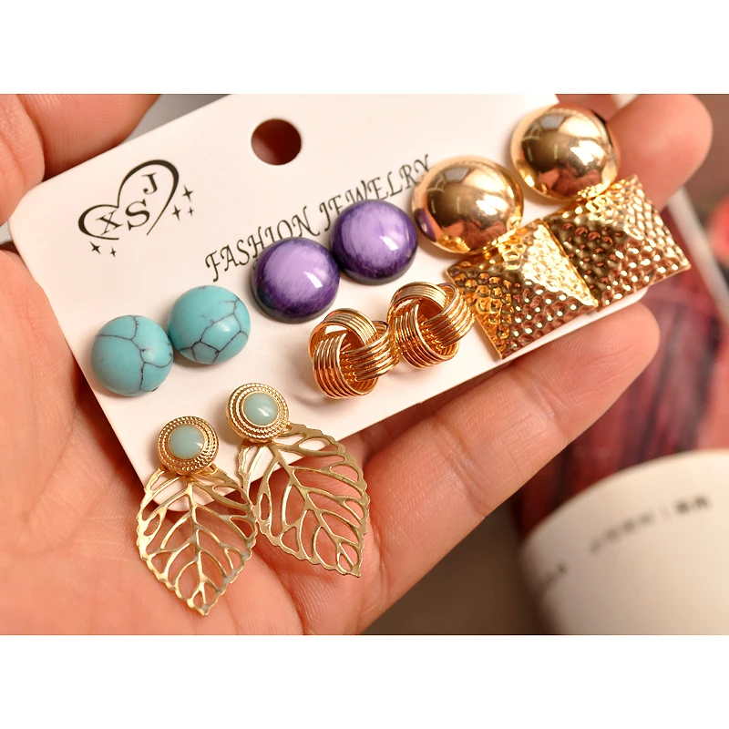 

New fashion women jewelry wholesale girls wholesale girls party mauve/green mix-and-match 6 pairs /set earrings free shipping