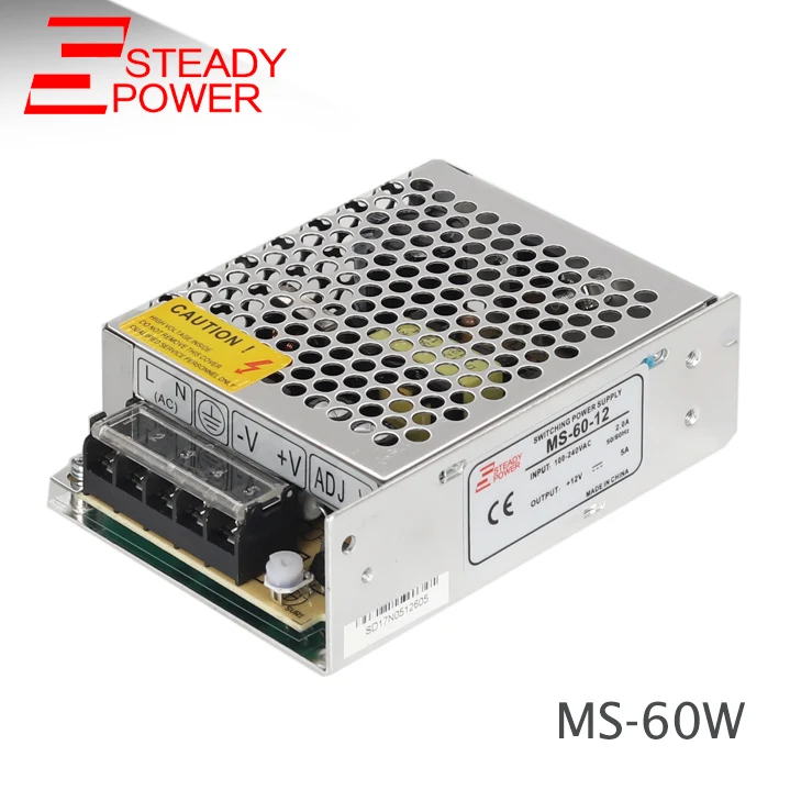 

Small volume 5v 12a 60w smps transformer MS-60-5 ac to dc 110v/220v led display screen 12 volt 5 amp CCTV power supplies