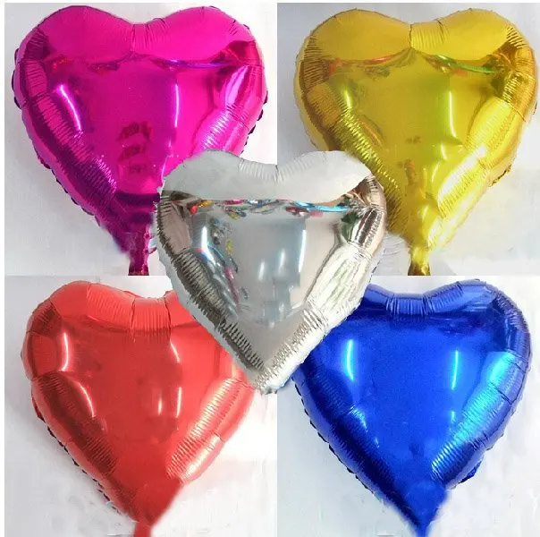 

New Arrival 18inch Aluminum Foil Balloon Metallic Ballon Heart Shape Multi-Color 50pcs Wedding Decoration Party Supplies