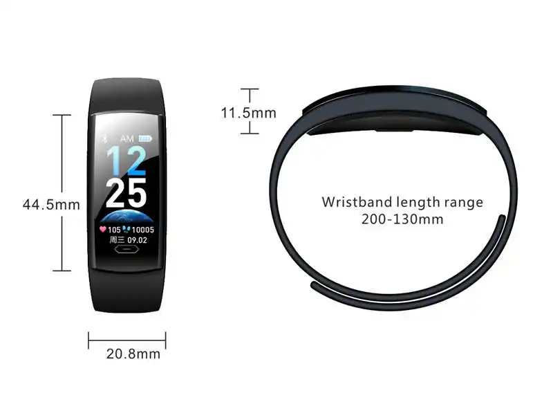 2019Diggro QS90 PLUS Blood Pressure Smart Bracelet Heart Rate Monitor Color Touch IP67 Fitness Tracker Smartband For Andriod IOS