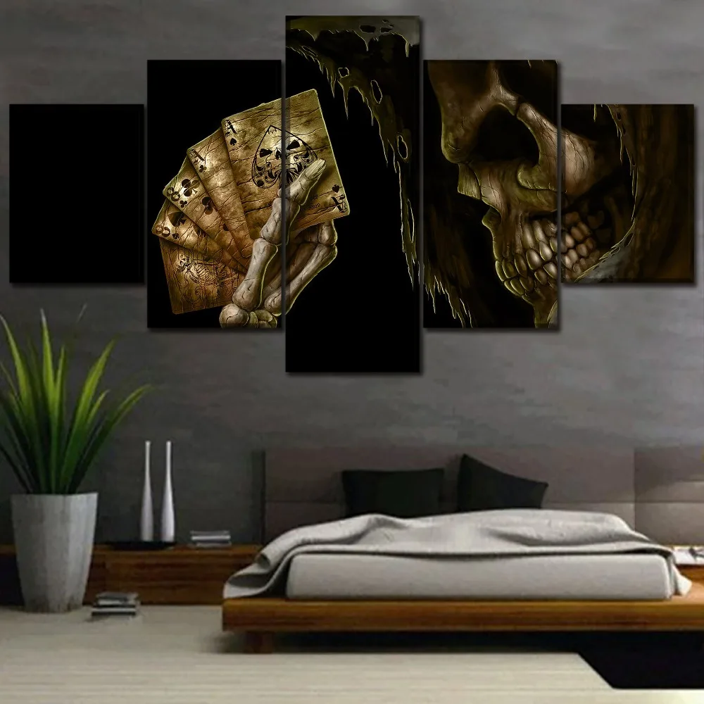 Wall Art Modular Pictures One Set 5 Piece Dark Grim Reaper Painting Canvas HD Print Skull Poster Home Decorative Framework | Дом и сад
