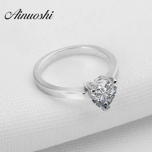 Real 925 Sterling Silver Heart Wedding Rings 1 5ct Solitaire Real 925 Sterling Silver Heart Wedding Rings 1 5ct Solitaire Victoria Wieck Bands