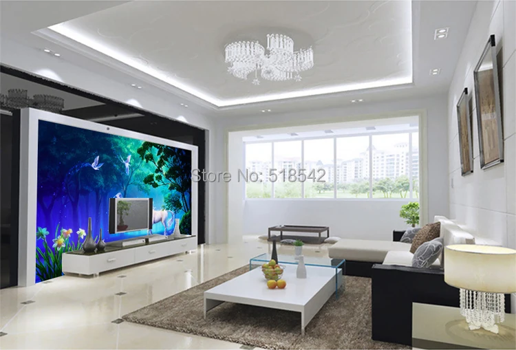 Пользовательские фото обои Гостиная диван ТВ Задний план украшение стены картина лес Единорог Большие Настенные обои для стен 3D