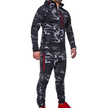 ZOGAA Men 2 Parts Hooded Sweatshirt and Sports Pants Set Camouflage Mandarin Collar Zipper Fly Military Full sleeve ZOGAA Men 2 Parts Hooded Sweatshirt and Sports Pants Set Camouflage Mandarin Collar Zipper Fly Military Full sleeve