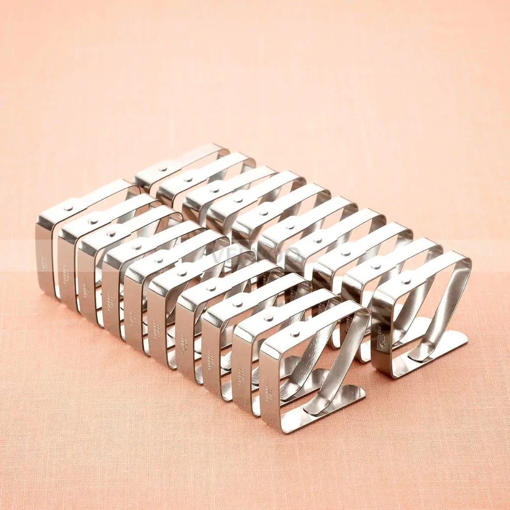 20 PCS Silver Stainless Steel Tablecloth Clips Holders Clamps Party