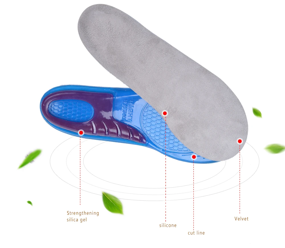 Силиконовый гель Уход для ног: стельки для подошвенный фасциит пяточная шпора Запуск Спорт Стельки с поглощением амортизации колодки арки