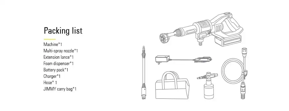 Jimmy JW31 Powerful Handheld Rechargeable Flush Gun Cleaning Tool from Xiaomi Youpin- Multi-A 220V EU Plug