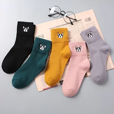 5 пар Женские носки Harajuku забавные носки с принтом уличная одежда Calcetines Mujer popsocken женские - Цвет: mix