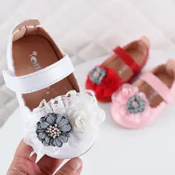 Обувь для девочек для праздничная и Свадебная обувь дети девочки элегантный цветок один повседневная обувь принцессы