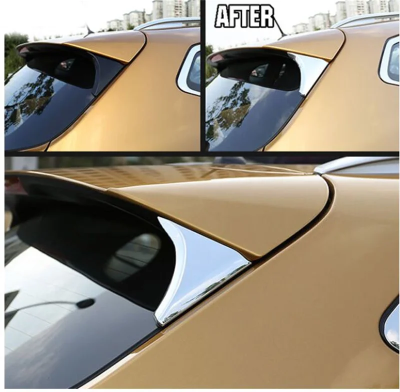 

For Nissan Qashqai J11 2016 -2019 Side Rear Window Spoiler Chrome Cover Trim Triangle Garnish Bezel Car Styling Accessories 2Pcs