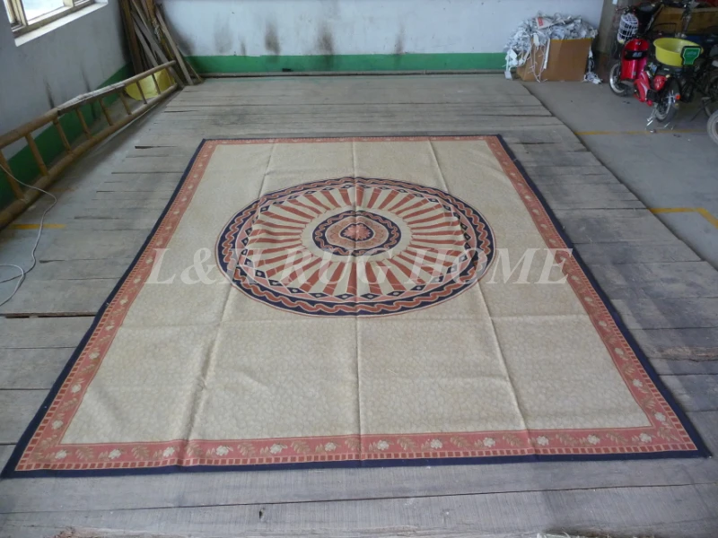 9'x12' Французский Aubusson шерстяной ковер, ковер Обюссон, ковер ручной работы, Рождественский подарок
