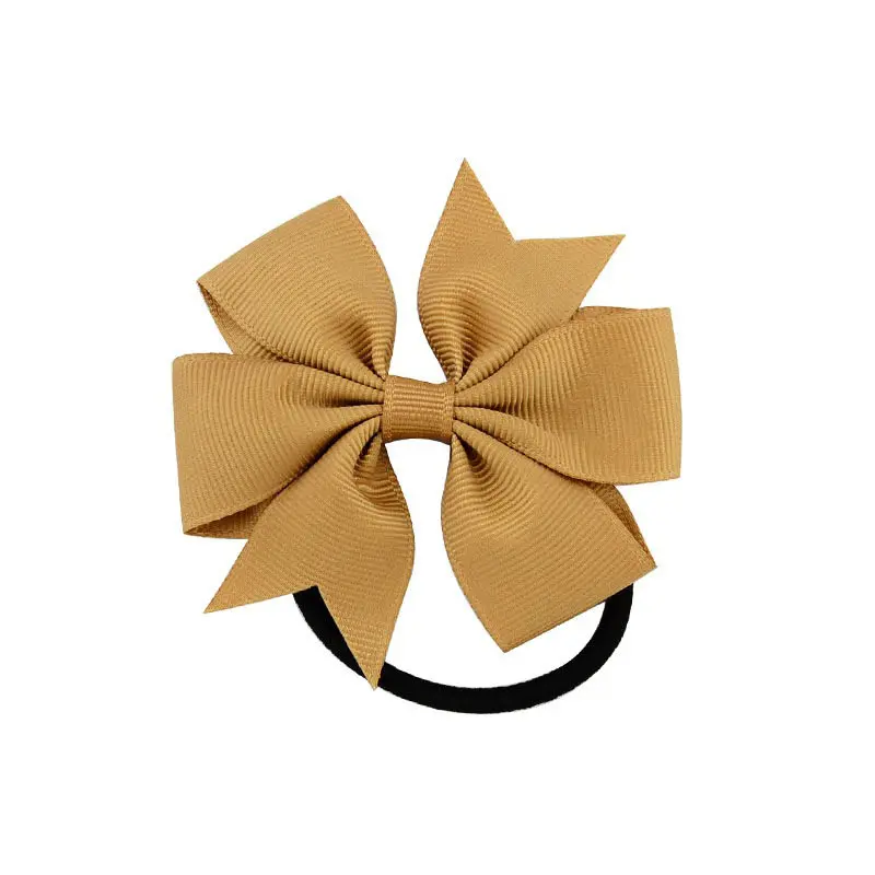 Sale Solid Ribbon Bows Hair rope Girls Bow Elastic kids Children Hair Tie Hair Band princess Hair Accessories - Цвет: 11