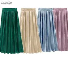Богемные плиссированные макси юбки женские летние однотонные Высокая талия шифон длинная юбка пачка элегантный женский сарафан Laipelar