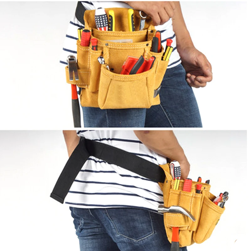 Newly Designed Electricians Nail & Tool Pouch Bag Leather Waist Tool Belt 