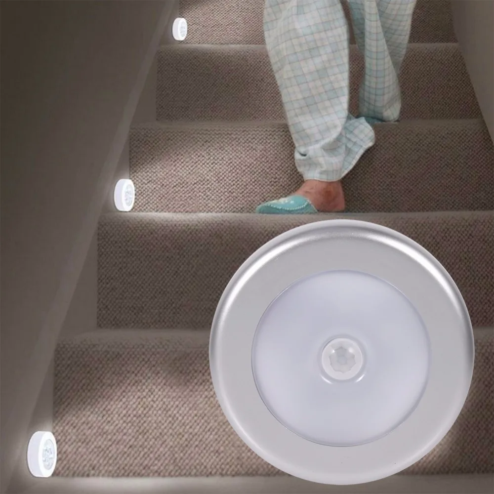 

3Pcs Wireless PIR Sensor Night Light Automatic Motion Sensor LED Night Light 6 LED Round Body Battery Night Lamp luminaria de