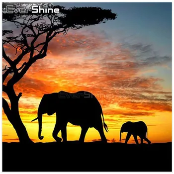 

Two Elephants Diy Diamond Painting Cross Stitch Landscape Pictures Diamond Embroidery Mosaic Patterns Rhinestone Handmade Kits