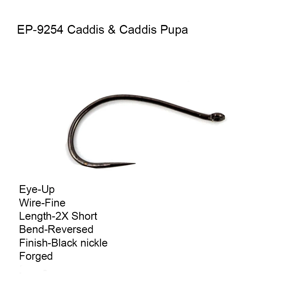 

Eupheng 25pcs 50pcs EP-9254 Down Eye Competition Fly Hooks Caddis pupa Larva Fishing Hooks Black Nickle Hooks Pupa Flies New