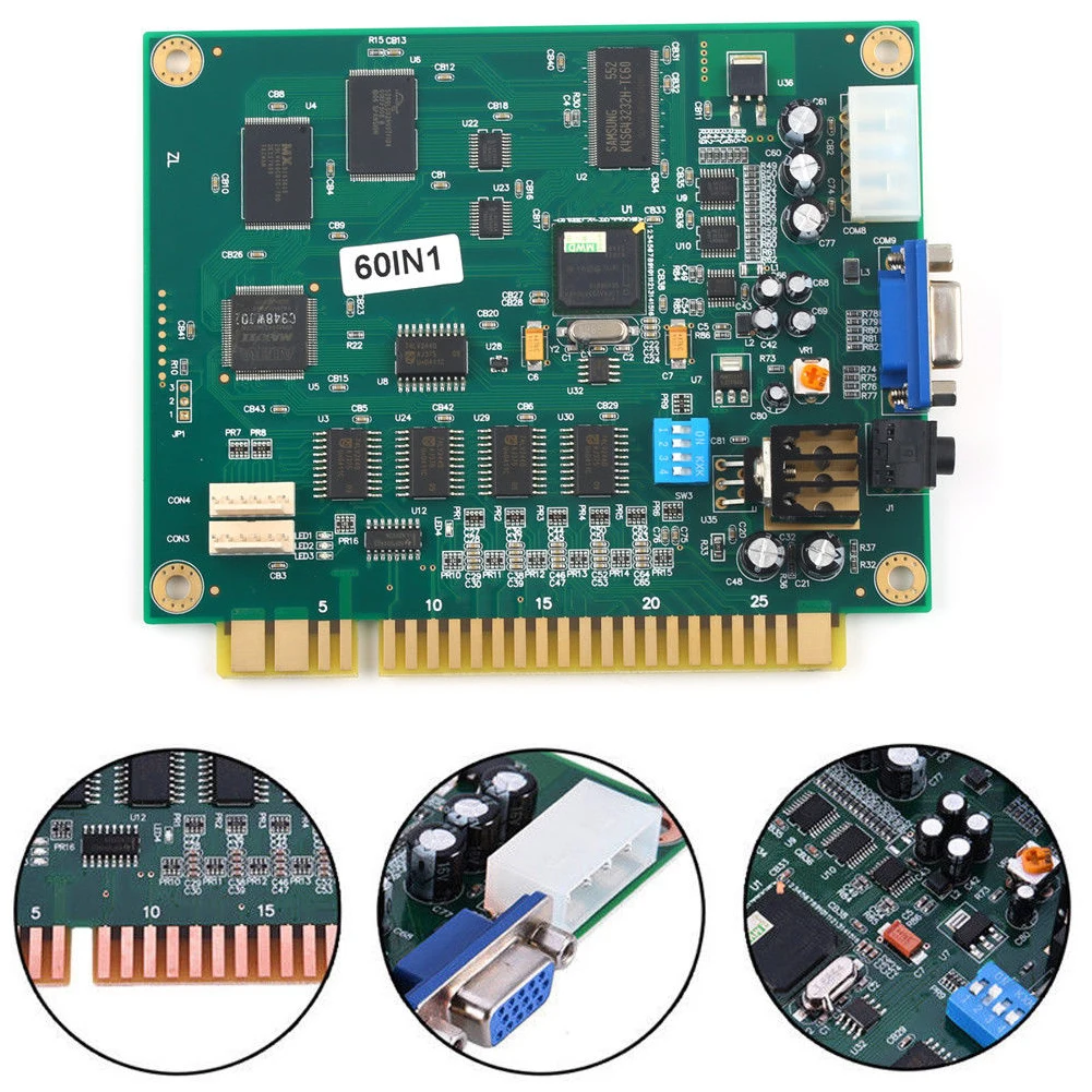 60 в 1 выход CGA VGA Multicade PCB Простая установка Забавный классический шкаф для игр