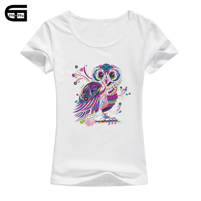 Kawaii сова футболка женская Оригинальная летняя брендовая рубашка Хорошее качество футболка Повседневная хлопковая футболка с коротким рукавом с принтом топы B142 - Цвет: White Women
