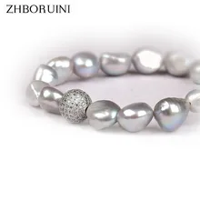2016 Charm Bracelet Natural Freshwater Pearl Crystal ball Pearl Bracelet 925 Sterling Silver Grey Pearl Jewelry For Woman Gift 2016 Charm Bracelet Natural Freshwater Pearl Crystal ball Pearl Bracelet 925 Sterling Silver Grey Pearl Jewelry For Woman Gift