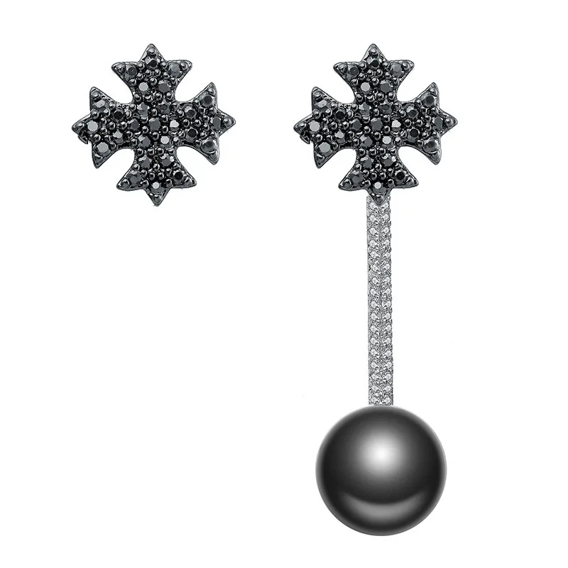 

Unique AB Design Cross Pearl Earrings with Imitation Pearls Statement Brincos Women Bride Jewelry ZK30
