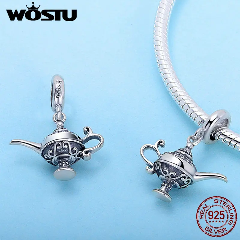 WOSTU Hot Sale 925 Sterling Silver Lamp of Aladdin Dangle Charm Fit Original DIY Beads Bracelet Lucky Wish Jewelry Gift DXC703 WOSTU Hot Sale 925 Sterling Silver Lamp of Aladdin Dangle Charm Fit Original DIY Beads Bracelet Lucky Wish Jewelry Gift DXC703