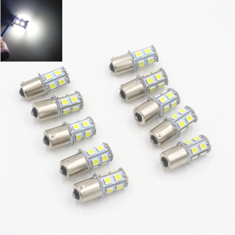 10PCS Ba15s 1156 P21W White Car Turn light Signal Super Bright 13 SMD LED Bulb 5050 12V 24V 2pcs 1156 автомобиль лампы 2w smd 5050 135lm задний свет for универсальный