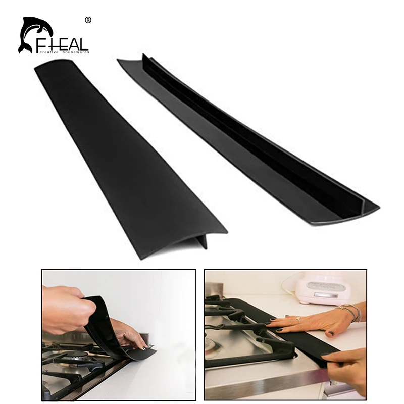 

FHEAL 2pcs Flexible Stove Counter Gap Cover Silicone Rubber Kitchen Oil-gas Slit Filler Heat Resistant Mat Oil Dust Water Seal