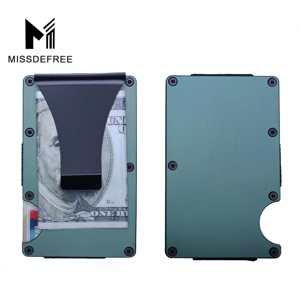 RFID المعادن البسيطة ضئيلة محفظة انفصال المال كليب العلامة التجارية الأزياء الأعمال الائتمان بطاقة الهوية حامل مع مكافحة رئيس حالة حامي