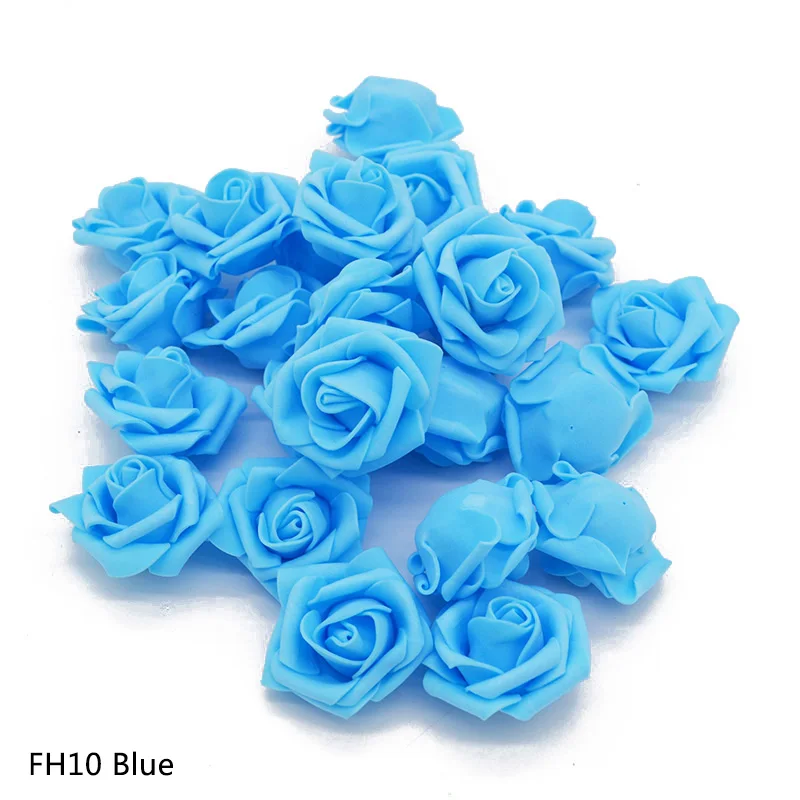 30 шт./лот, разноцветные Искусственные из ПЭ-пены, с розами, DIY, ручной работы, букет для свадебной вечеринки, украшения дома, сделай сам, цветы, ремесло, подарок - Цвет: Blue