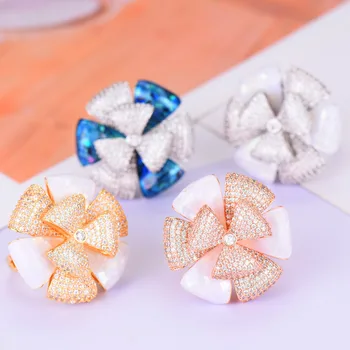 

GODKI New Luxury Flower Shell Geometry Cubic Zironium Engagement Dubai Naija Bridal Finger Rings Jewelry Addiction