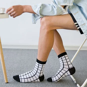 

1 pair of men's Stripe matching Mid stockings Cotton socks Sports break sweat-absorbent breathable men's socks Multicolor