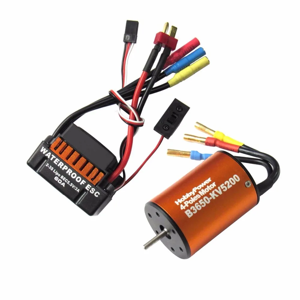 

2S-3S 3650 3000KV 4 Poles Brushless Sensorless Motor with 45A Brushless ESC Combo Parts Set for FLYCOLOR 1/10 RC Car Truck