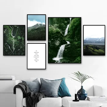 

Jungle Mountain Waterfall Sky Leaf Wall Art Canvas Painting Nordic Posters And Prints Wall Pictures For Living Room Home Decor