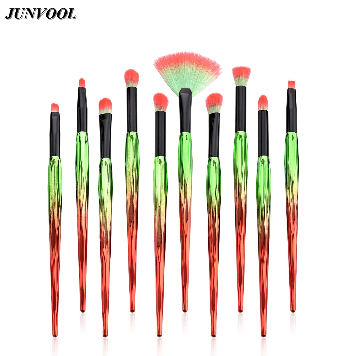 Mini Fan Makeup Brush 10pcs Pro Eyebrow Eyeshadow Concealer Nose