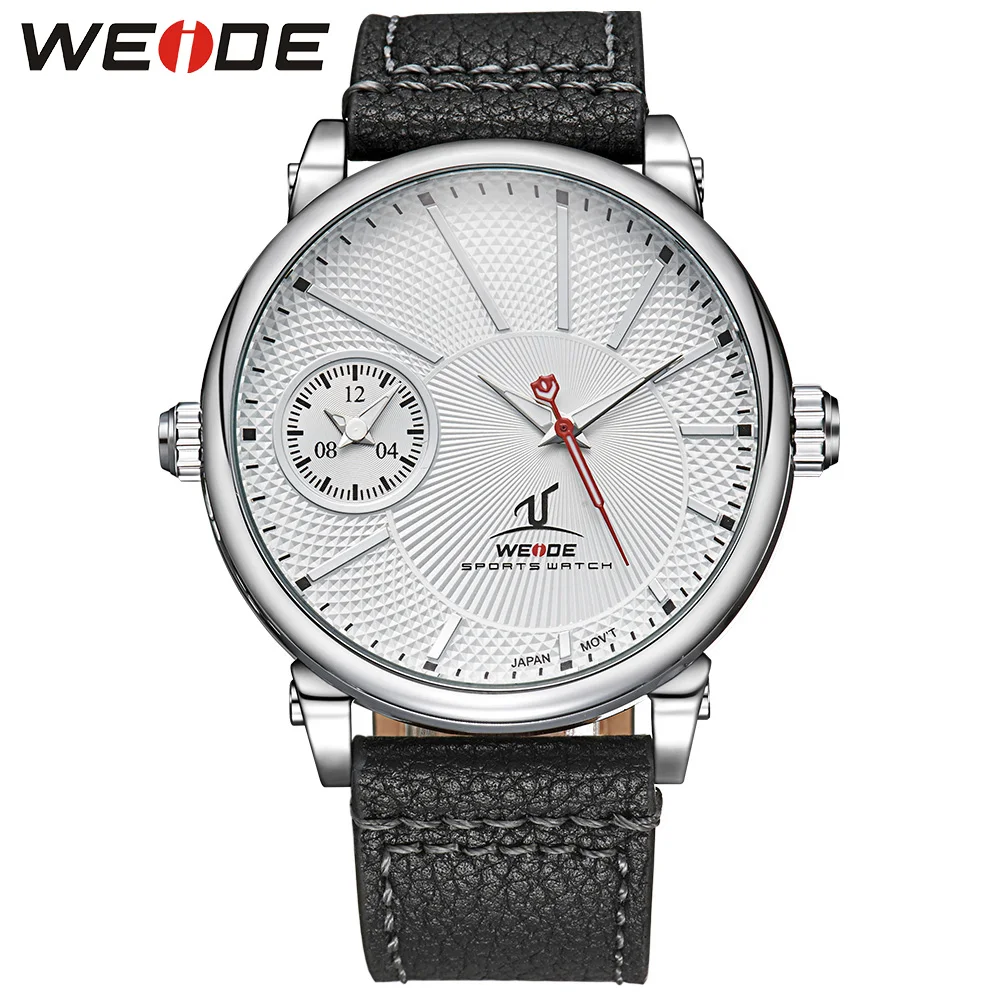 

WEIDE Sports Business Quartz Movement Fashion Style Men's Water Resistant Leather Strap Multiple Time Zone Military Wristwatch