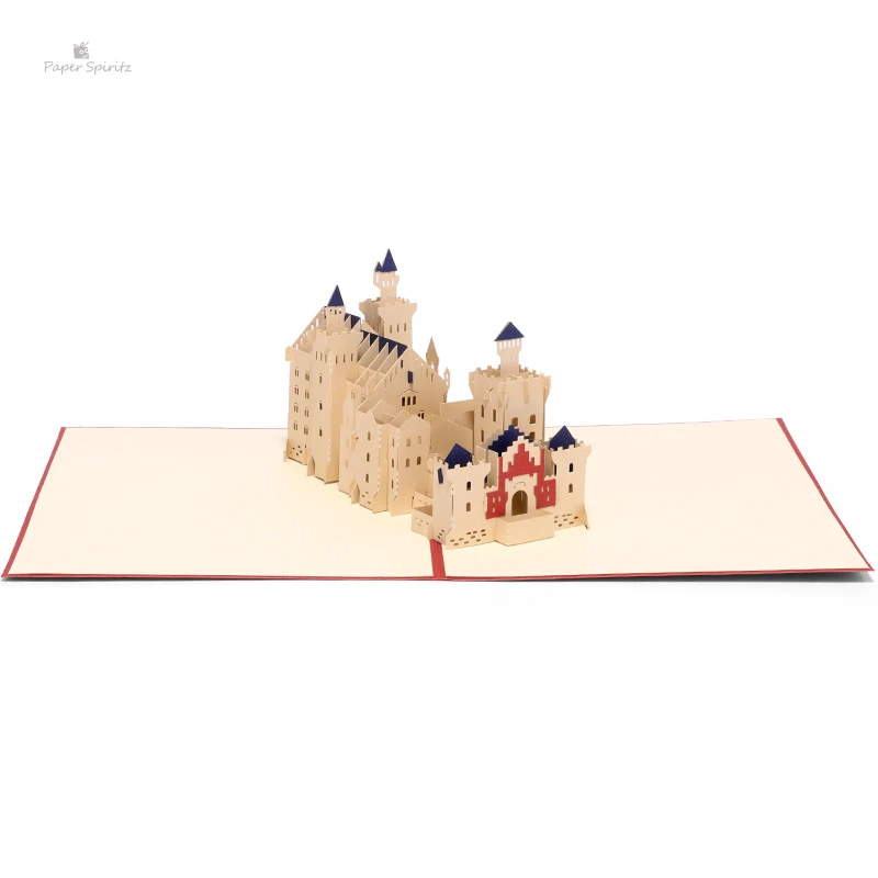  PAPER SPIRITZ laser Neuschwanstein Castle 3d paper pop up card with envelope blank invitations gree - 32891288690