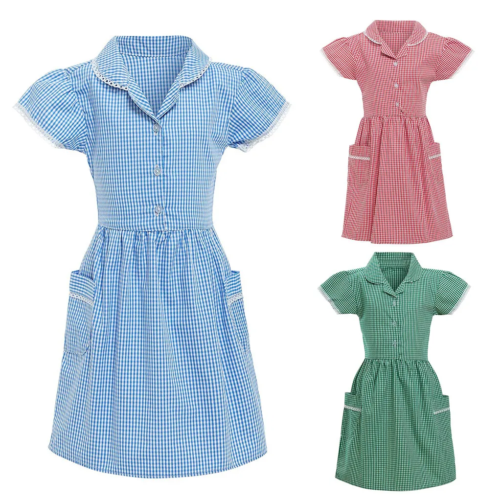 blue gingham school dress