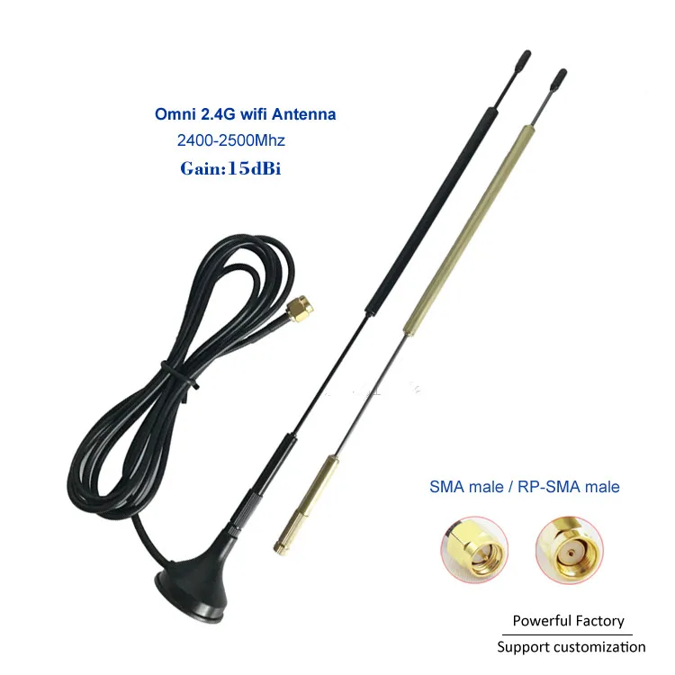 

High gain 15dBi external omnidirectional 2.4G wifi antenna 1.5m feeder SMA RP-SMA 1PCS