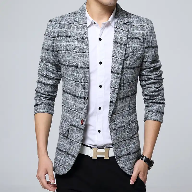 Для Мужчин's Повседневное одной кнопки решетки Формальные Slim Fit Блейзер костюм