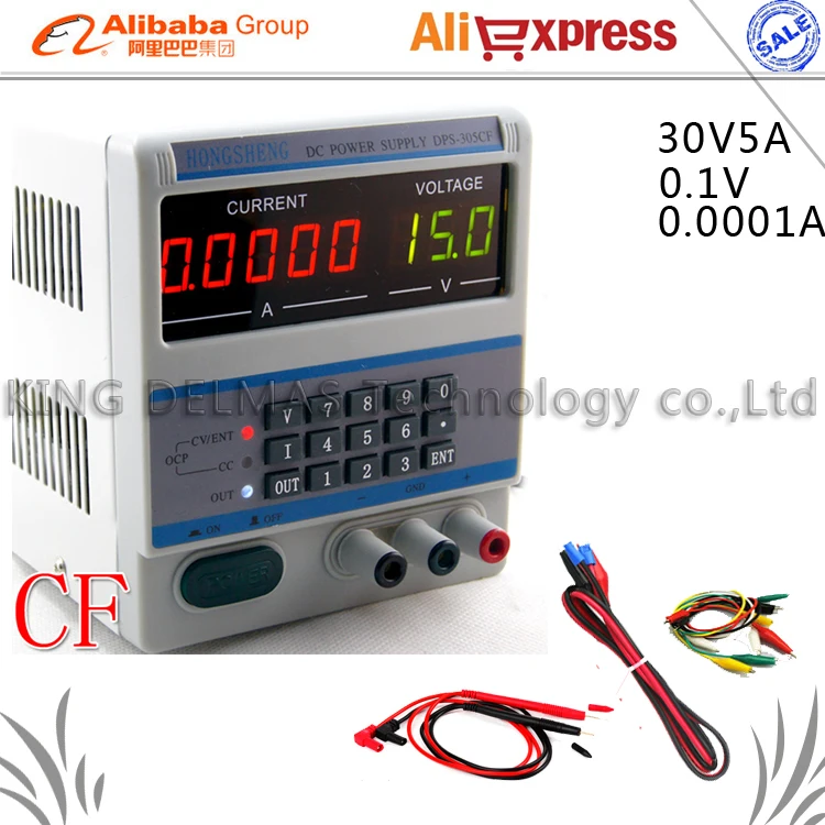 

5Ps 305CF Adjustable Digital LED DC Power Supply 30V 5A 0.1V/0.0001A Accuracy Locking & Storage Functions Lab Power Supply