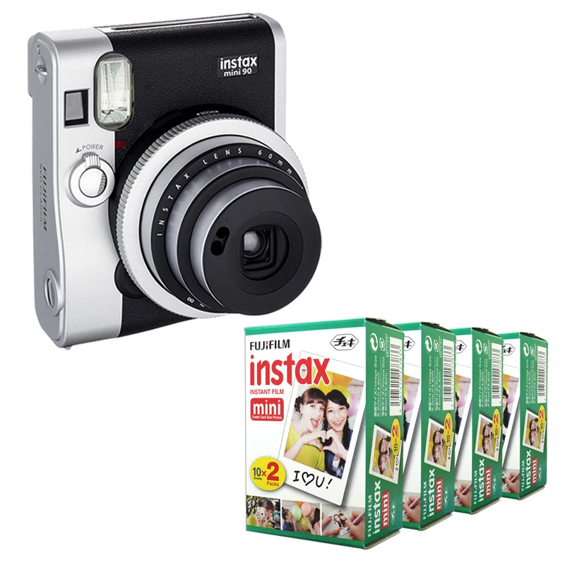 Камера Fujifilm Instax Mini 90 NEO Classic Black Instant Film + пленка Fuji White Edge 80|film camera|instant film camerafujifilm instax