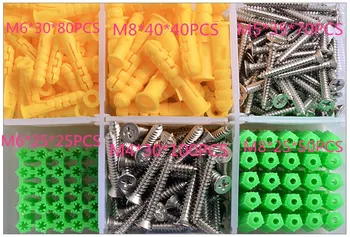 

365 pcs self-tapping screw combination screw set box screw color zinc self-tapping screw small yellow croaker expansion plug