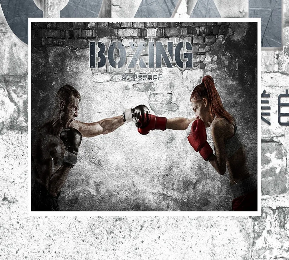 送料無料素敵な格好ジム壁紙カスタマイズ 3d ボクシング男性と女性ジム装飾壁クールなレトロな安価なジム壁紙 Wallpapers Aliexpress