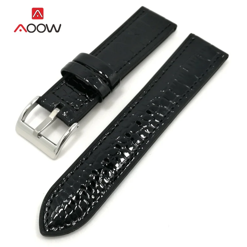AOOW кожаный ремешок для часов Классическая мода крокодиловый узор ремешок 20 мм 22 мм Серебряная металлическая пряжка для женщин мужчин ремешок для часов Прочный