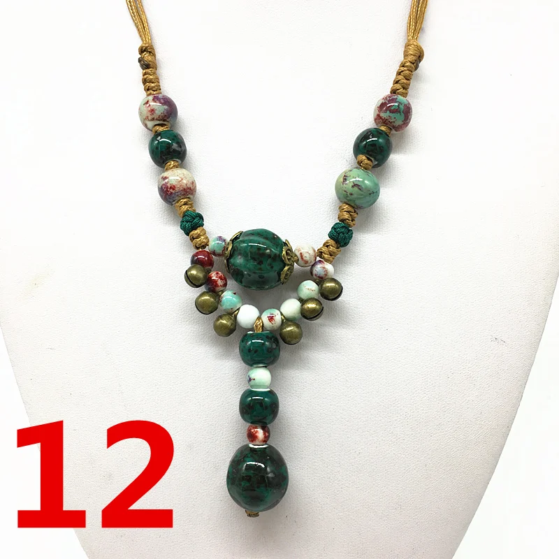 Модный керамический кулон с бусинами, этническое длинное ожерелье, цепь, темно-зеленый Ювелирный Стиль, сделай сам#04